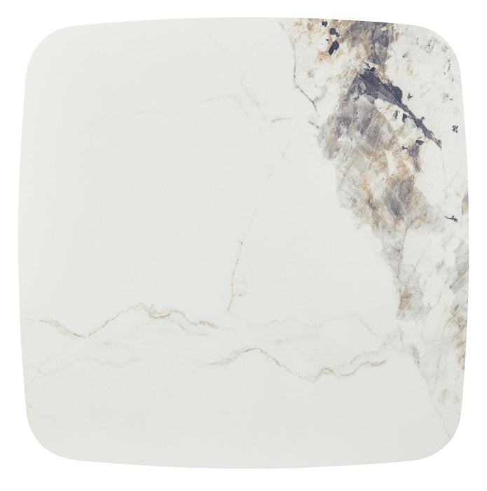 Ensemble table à café de 39,5 po et table de bout modernes Hazel avec dessus en pierre frittée blanche - noir et blanc