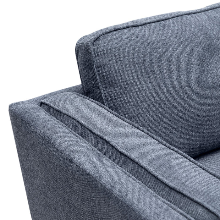 Sofa Kassia de Kort & Co. de 80 po de format condo en tissu d’apparence lin avec base et pattes en bois - bleu