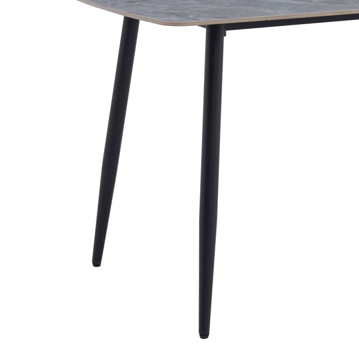 Table de salle à manger Arlo de 55 po (L) en métal avec dessus en pierre frittée - grise et noire