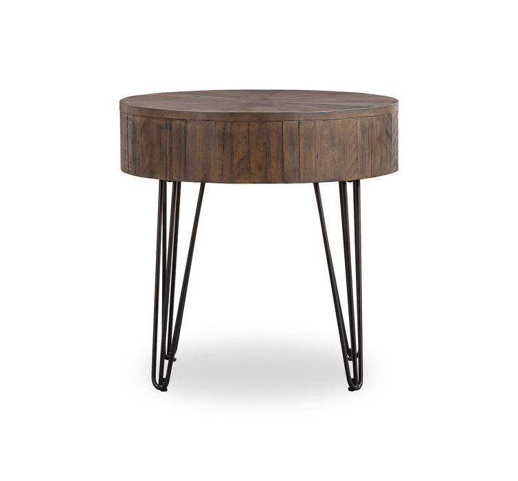 Table de bout ronde rustique Sol de Kort & Co. de 24 po en pin massif - brune