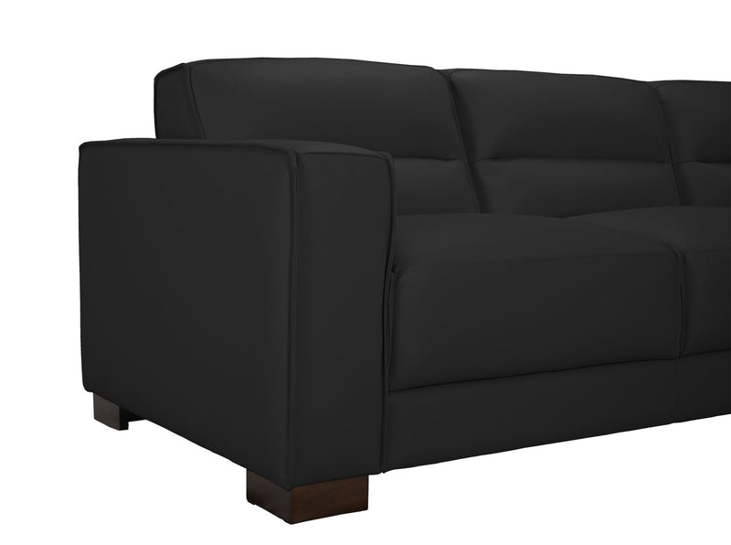 Sofa sectionnel de droite Citadel 2 pièces en cuir véritable de qualité supérieure avec pattes en bois - noir