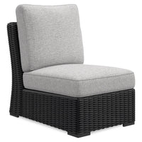  Fauteuil sans accoudoirs Jasper pour la terrasse à l’extérieur - osier en résine, tissu Nuvella