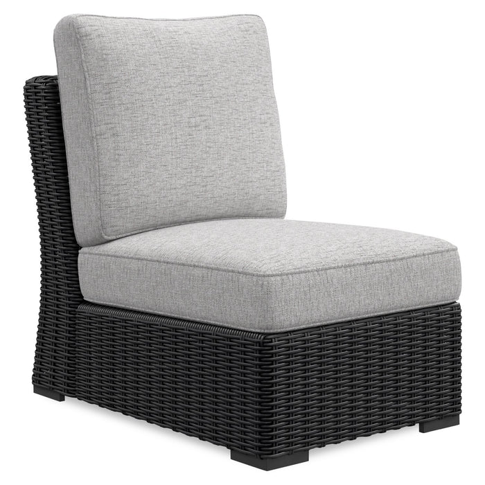 Fauteuil sans accoudoirs Jasper pour la terrasse à l’extérieur - osier en résine, tissu Nuvella