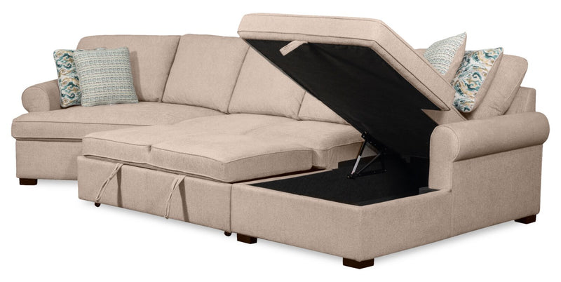 Sofa-lit sectionnel enveloppant de gauche Haven de Scott Living 3 pièces en tissu de chenille avec rangement - taupe 