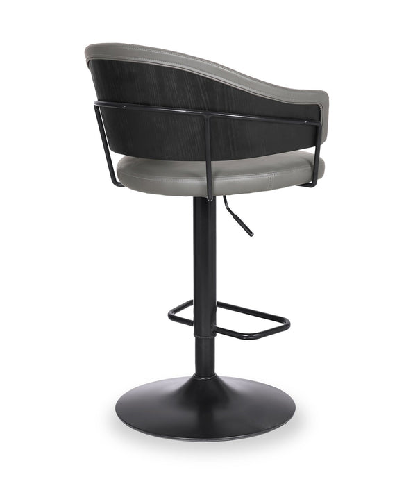 Tabouret bar Odin en tissu de cuir végétalien et en métal avec siège pivotant et réglable - gris