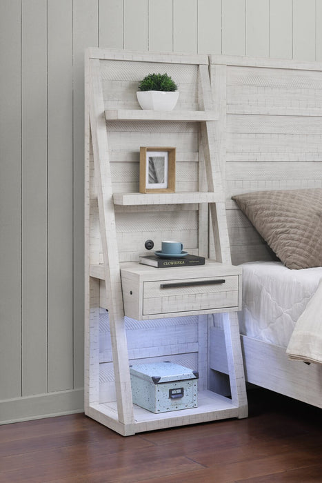 Lit à sections Haven avec tête de lit, cadre de lit, 2 sections latérales, port USB et éclairage à DEL, blanc - format très grand lit