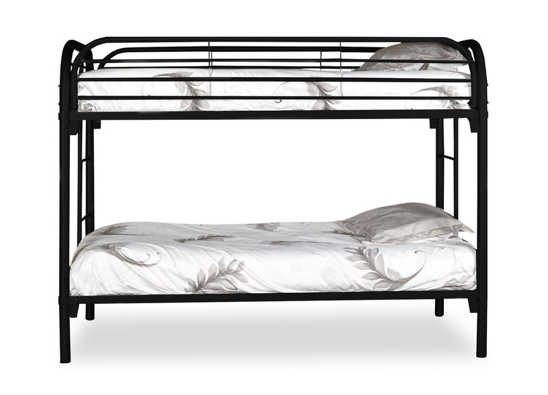 Lits superposés Logan pour enfants avec échelles et garde-corps, métal noir - simple et simple