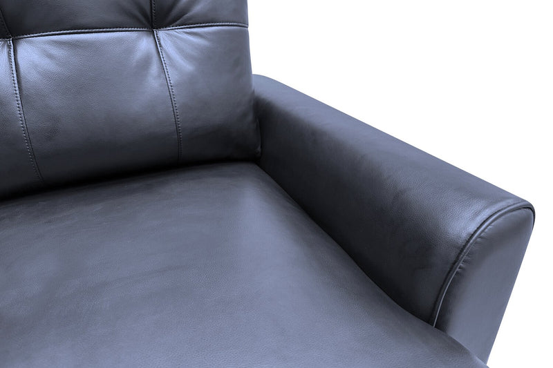 Sofa-lit sectionnel de droite Carter 2 pièces en tissu d’apparence cuir avec fauteuil long de rangement - noir