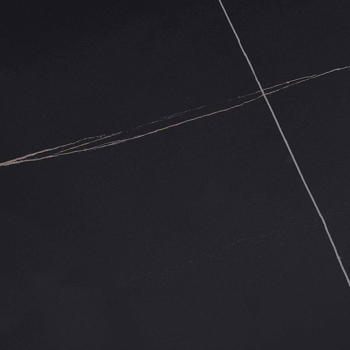 Table à café moderne Juno de 48 po avec dessus en pierre frittée - noire