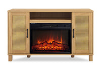  Foyer électrique contemporain Reed de 47 po avec rangement - teck clair