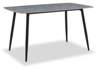Table de salle à manger Arlo de 55 po (L) en métal avec dessus en pierre frittée - grise et noire