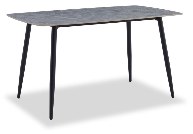 Table de salle à manger Arlo de 55 po (L) en métal avec dessus en pierre frittée - grise et noire