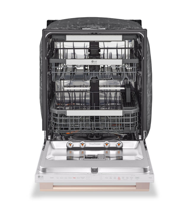 Lave-vaisselle intelligent encastré LG Studio à 40 dBA de 24 po avec commandes sur le dessus - essence blanche - SDWB24W3