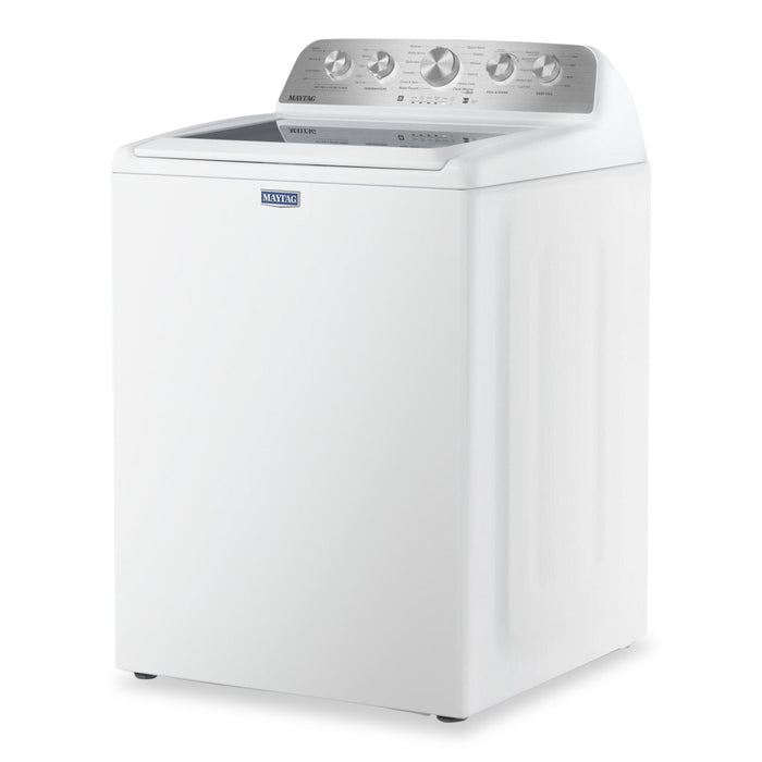 Laveuse à chargement par le haut 5,5 pi³ avec turbine et option Animal Pet Pro et sécheuse à gaz 7,0 pi³ de Maytag - blanches