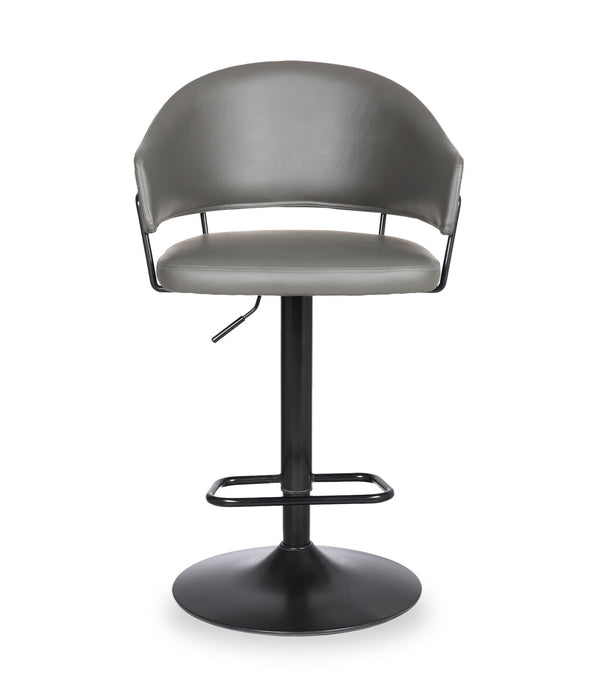 Tabouret bar Odin en tissu de cuir végétalien et en métal avec siège pivotant et réglable - gris