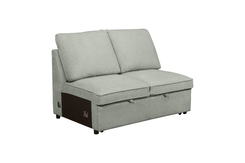 Sofa-lit sectionnel enveloppant de gauche Haven de Scott Living 3 pièces en tissu de chenille - bleu écume de mer 