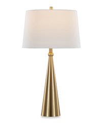 Lampe de table Alison de 30 po en métal avec lin blanc - doré