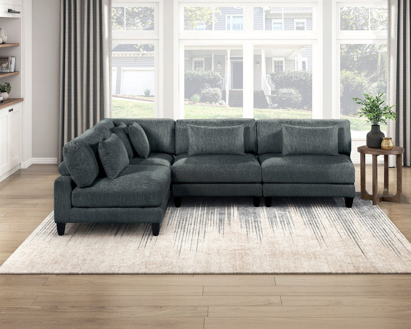Sofa sectionnel modulaire sans accoudoirs Lounge 4 pièces en chenille - gris