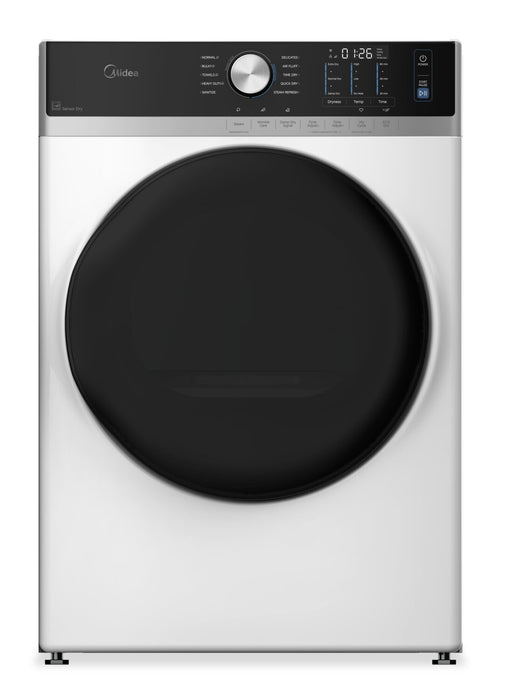 Sécheuse Midea de 8,0 pi3 avec culbutage et Steam Care - blanche - MLHE52S7AWW