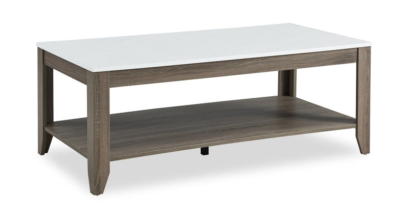 Ensemble 2 tables modernes Carlton de 47,5 po, table à café et table de bout avec tablette - taupe