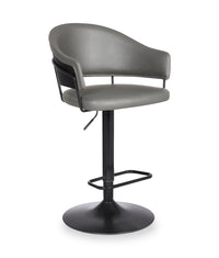  Tabouret bar Odin en tissu de cuir végétalien et en métal avec siège pivotant et réglable - gris