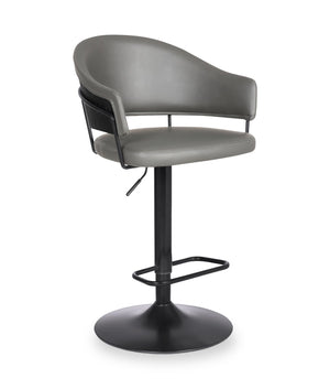 Tabouret bar Odin en tissu de cuir végétalien et en métal avec siège pivotant et réglable - gris
