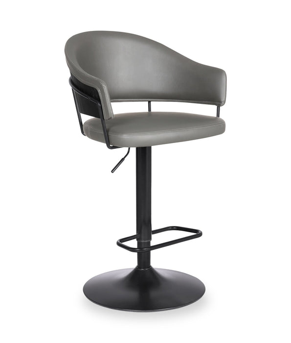 Tabouret bar Odin en tissu de cuir végétalien et en métal avec siège pivotant et réglable - gris