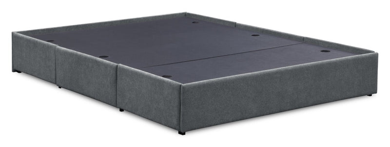 Lit de rangement Amos rembourré en tissu anthracite avec tête de lit capitonnée et 3 tiroirs intégrés - format très grand lit