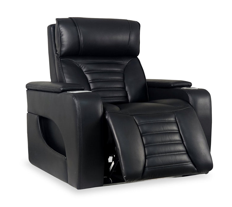 Fauteuil de massage à inclinaison électrique Zen de 40 po en tissu d’apparence cuir avec appuie-tête électrique et siège chauffant - noir