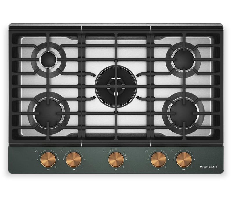 Surface de cuisson KitchenAid de 30 po au gaz sur métal avec grilles pour wok intégrées – Genièvre - KCGK530SJP