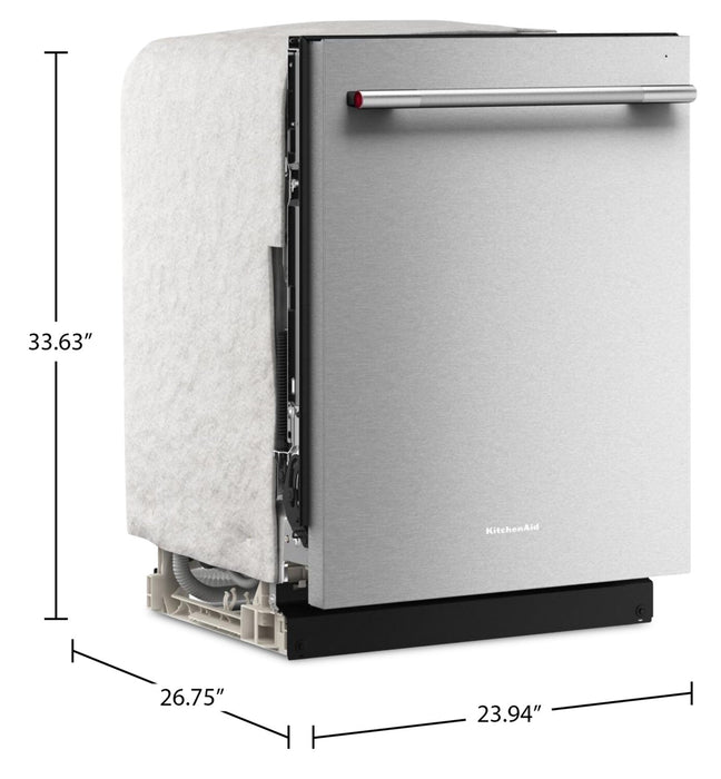 Lave-vaisselle KitchenAid de 24 po et de 41 dBA avec 3e panier à jets - acier inoxydable avec fini PrintShieldMC - KDTS324SPS 