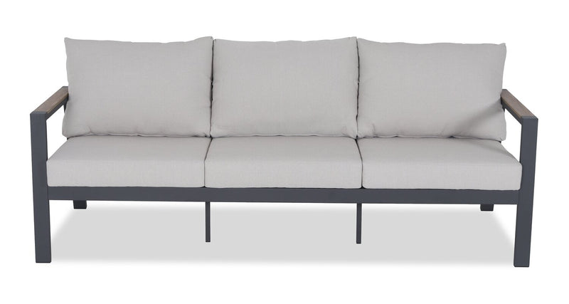Ensemble Tuscany 4 pièces pour la terrasse à l’extérieur avec sofa, 2 fauteuils et table à café - métal - beige et noir
