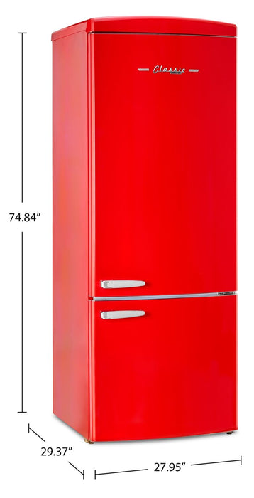 Réfrigérateur Classic Rétro d’Unique de 28 po et de 17 pi3 à congélateur inférieur - rouge - UNQ-455L R AC