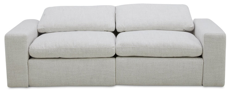 Causeuse à inclinaison électrique modulaire Sky de 91,5 po en tissu avec coussins amovibles en duvet et plumes - blé Nathan