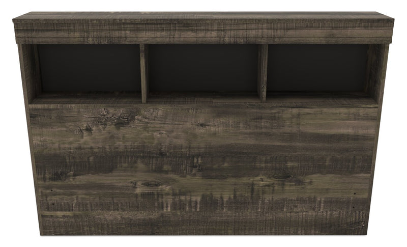 Lit matelot Riley avec ensemble de tête de lit bibliothèque pour enfants, fabriqué au Canada, gris - format lit double