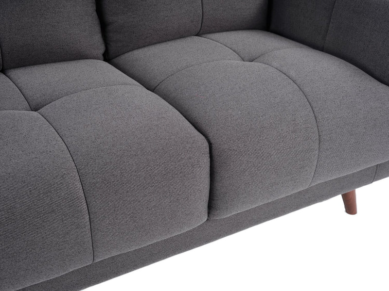 Causeuse Brook de 84 po en tissu avec coussins capitonnés - anthracite