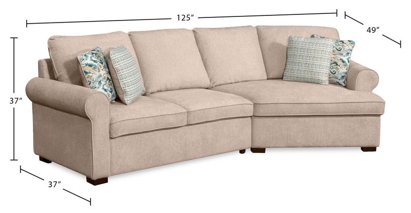 Sofa sectionnel enveloppant de droite Haven de Scott Living 2 pièces en tissu de chenille - taupe