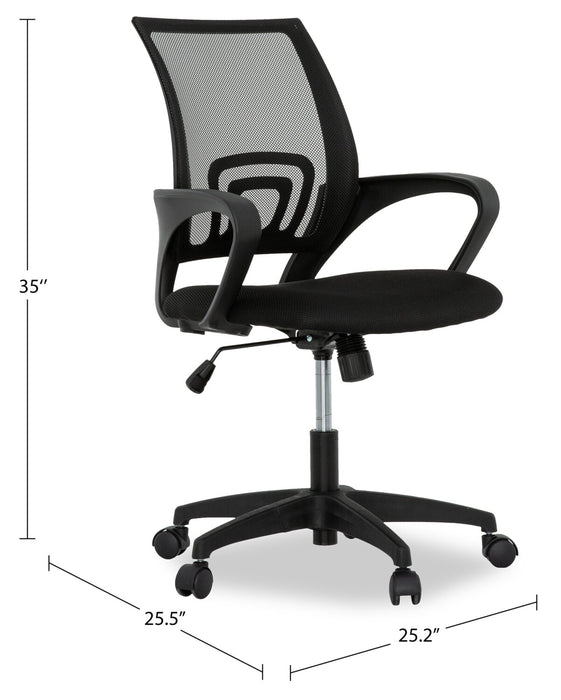 Chaise de bureau ergonomique réglable Raven de Sealy de 25,2 po avec rembourrage en mailles - noire