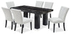 Ensemble de salle à manger Burk 7 pièces avec table de 72 po (L) à dessus en résine en imitation de marbre et 6 chaises - noir et blanc