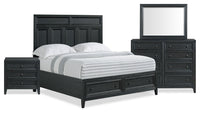  Ensemble de chambre à coucher Casa 6 pièces avec lit, commode, miroir et table de nuit, noir - format grand lit