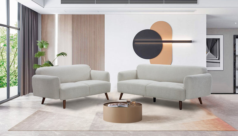 Causeuse Sadie de 63 po en tissu avec pattes en hévéa - beige