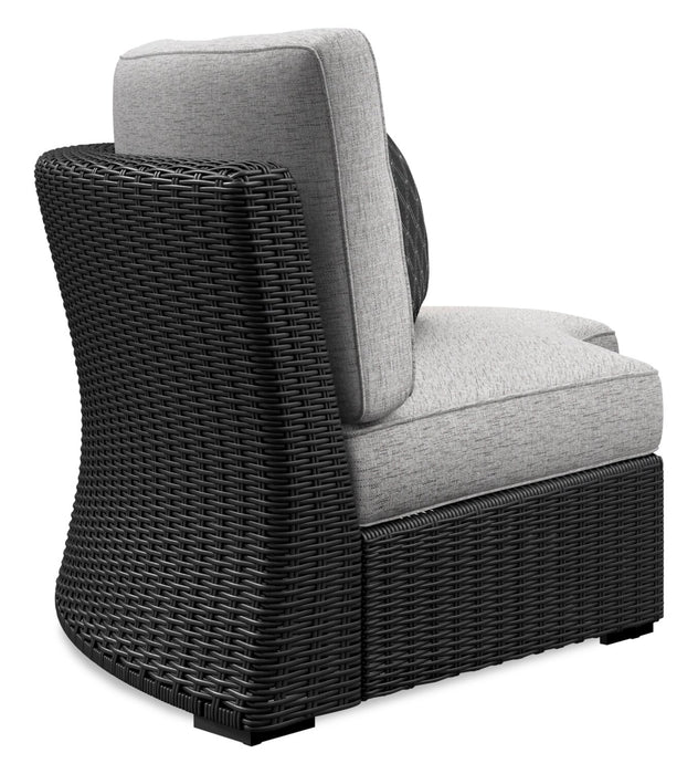 Fauteuil en coin Jasper pour la terrasse à l’extérieur - osier en résine, tissu Nuvella, résistant aux rayons UV et aux intempéries - gris et noir