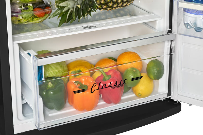 Réfrigérateur Classic Rétro d’Unique de 24 po et de 11 pi3 à congélateur supérieur - noir mat - UNQ-310L MB TM