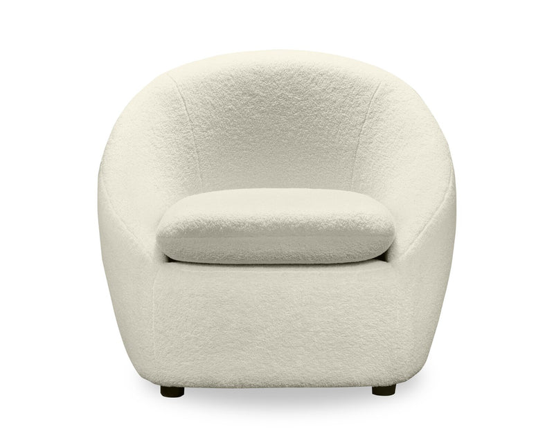 Fauteuil d’appoint courbé Lola de 28,7 po en tissu de chenille bouclé avec coussin de siège amovible - blanc