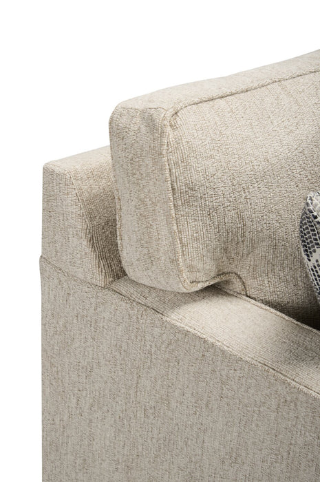 Causeuse Lennox de 57 po fabriquée au Canada en tissu de chenille avec coussins réversibles et coussins décoratifs - taupe
