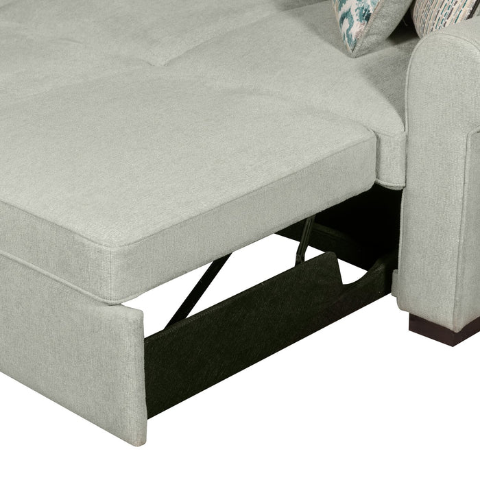 Sofa-lit sectionnel de gauche Haven de Scott Living 4 pièces en tissu de chenille avec fauteuil long de rangement - bleu écume de mer