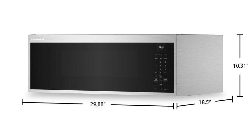 Four à micro-ondes à hotte intégrée intelligent à profil bas KitchenAid de 1,1 pi3 - acier inoxydable - YKMML550RPS