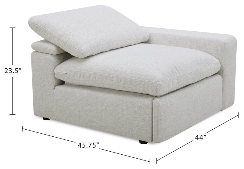 Fauteuil de droite à inclinaison électrique modulaire Sky de 45,75 po en tissu avec coussins en duvet et plumes - blé Nathan