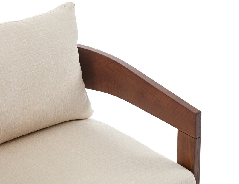 Fauteuil d’appoint Amor 28,54 po en tissu avec accoudoirs et pattes en bois - taupe