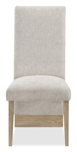  Chaise de salle à manger Vega en tissu de polyester et bois avec capitonnage à canaux - naturelle